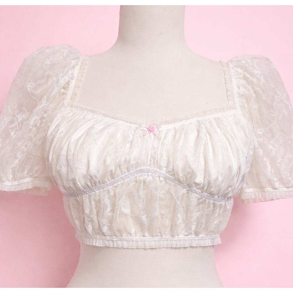 NWT For Love & Lemons Victorias Secret Lace Crop Top Women Small Coquette Bride
